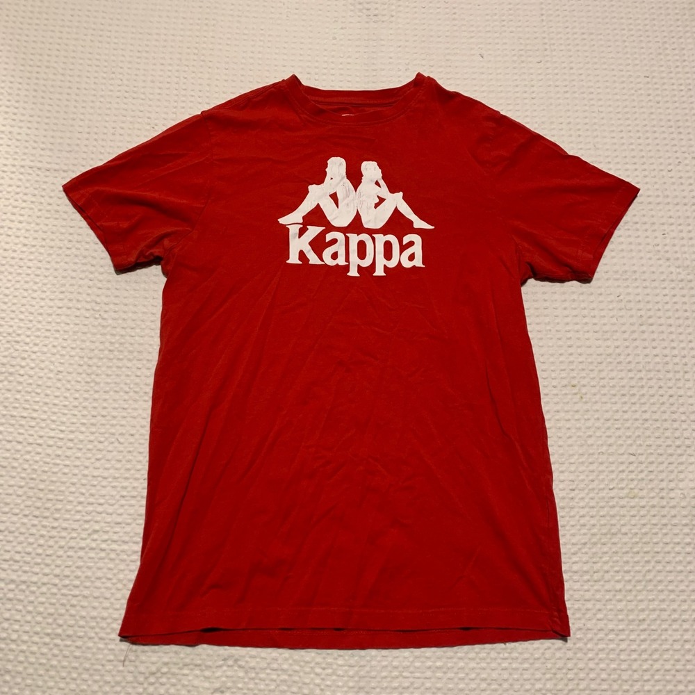 Kappa Mens Omini Logo Graphic T-Shirt Red White Large Short Sleeve Tee